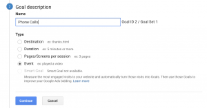 phone call google analytics goal description