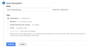 form submission goal description 
