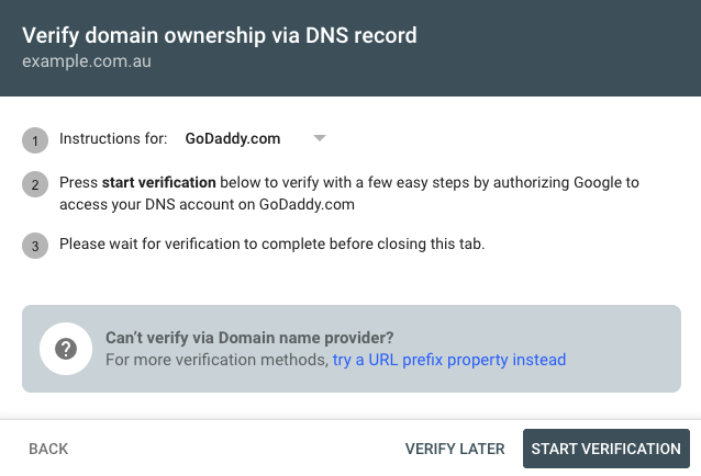 Verify via DNS