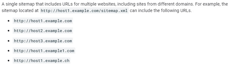 google multi site sitemaps example